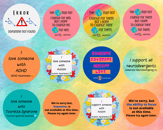 You Pick TWO Awareness Pins | Neurodiversity Awareness Pins