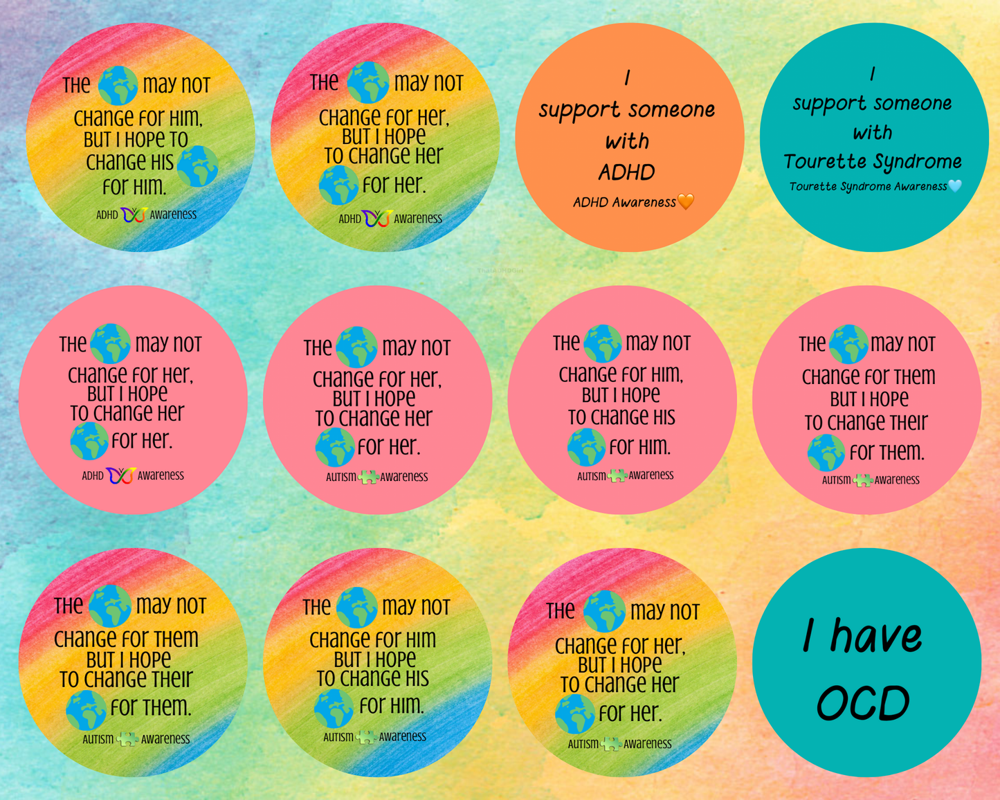 You Pick TWO Awareness Pins | Neurodiversity Awareness Pins