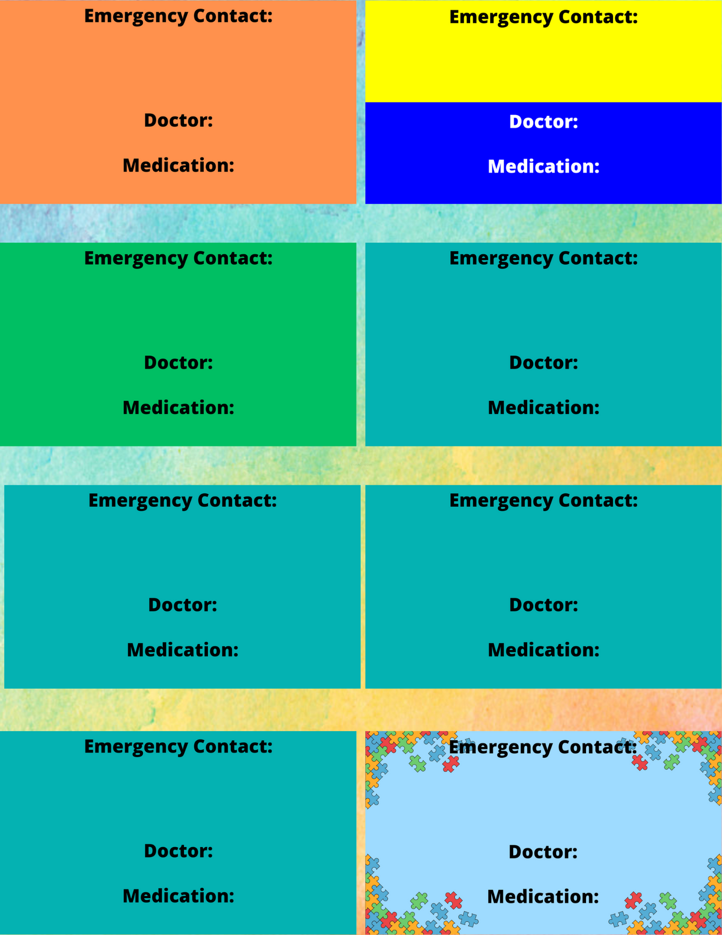 Disability/Disorder Medical ID Card & Alert Cards | Disability/Disorder Awareness | *PLEASE READ DISCRIPTION*