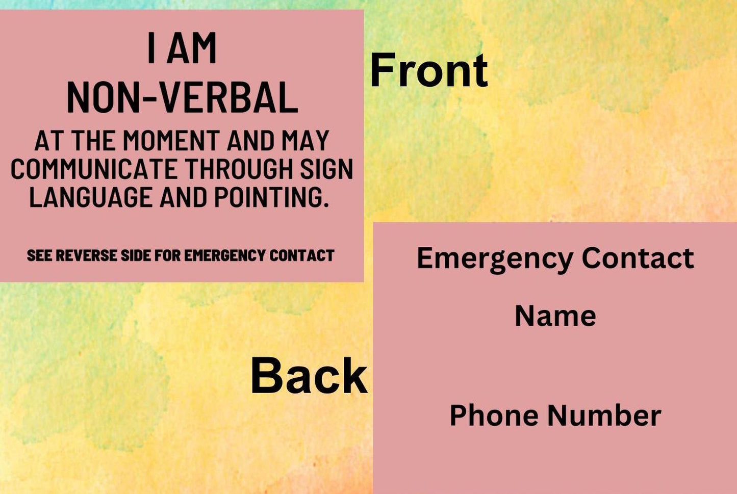Disability/Disorder Medical Alert Cards | Disability/Disorder Awareness | *Please Read Description*