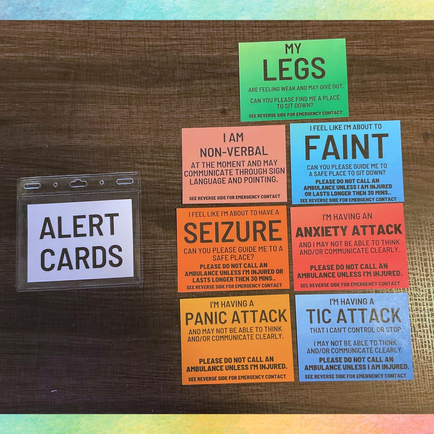 Disability/Disorder Medical Alert Cards | Disability/Disorder Awareness | *Please Read Description*
